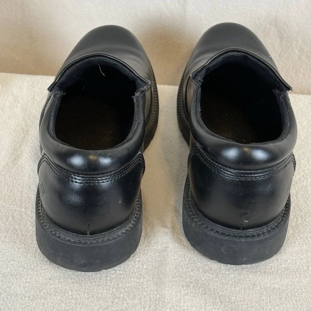 Skechers Men's Slip Resistant Black Leather Work Shoes‎ Size 9 SN76083 Cushioned